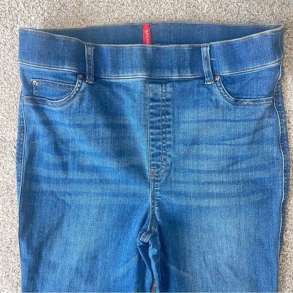 Spanx Flare Jeans XL Tall Pull On Compression Stretch Denim Medium Wash NEW! - Picture 5 of 7